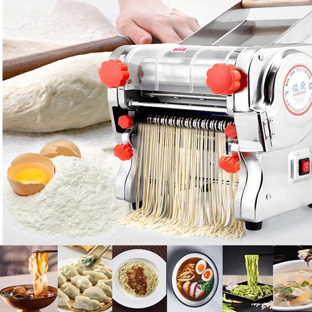 Hengwei 750W Automatic Electric Pasta Maker Machine - 110V Noodle Press with 18cm Width & 3mm/9mm Thickness - Perfect for Homemade Pasta, Ramen, and Italian Dishes