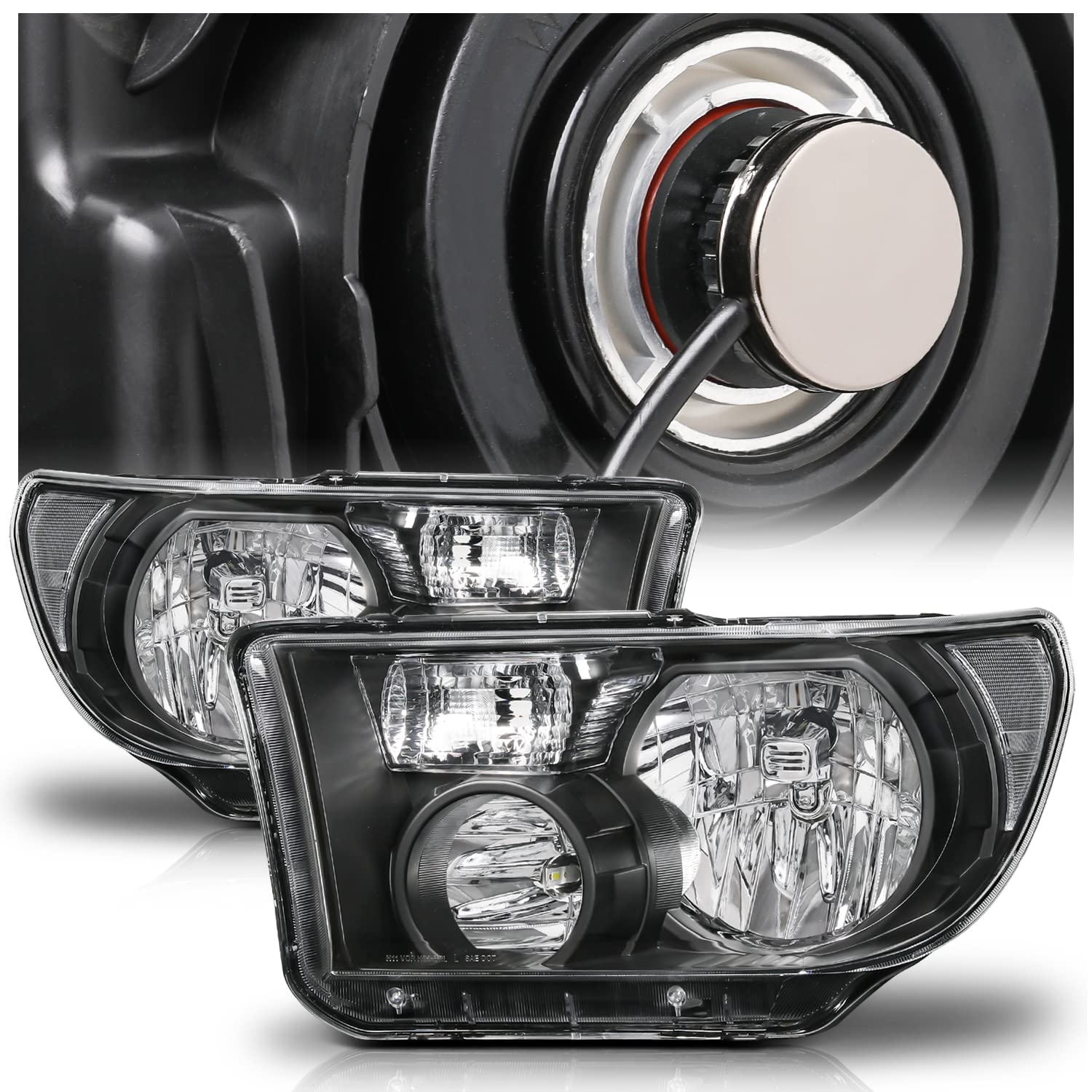 M-AUTO Black LED Headlights for 07-13 Tundra, 08-17 Sequoia - Upgrade Your Night Driving