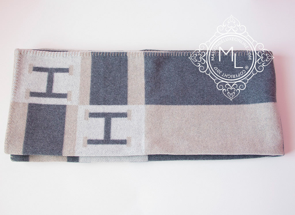 Hermes Large Galet Wool Cashmere H Avalon Bayadere Blanket - Luxury Soft Throw for Sofa, Bed & Travel - Perfect for Home Decor, Gifts & Cozy Nights