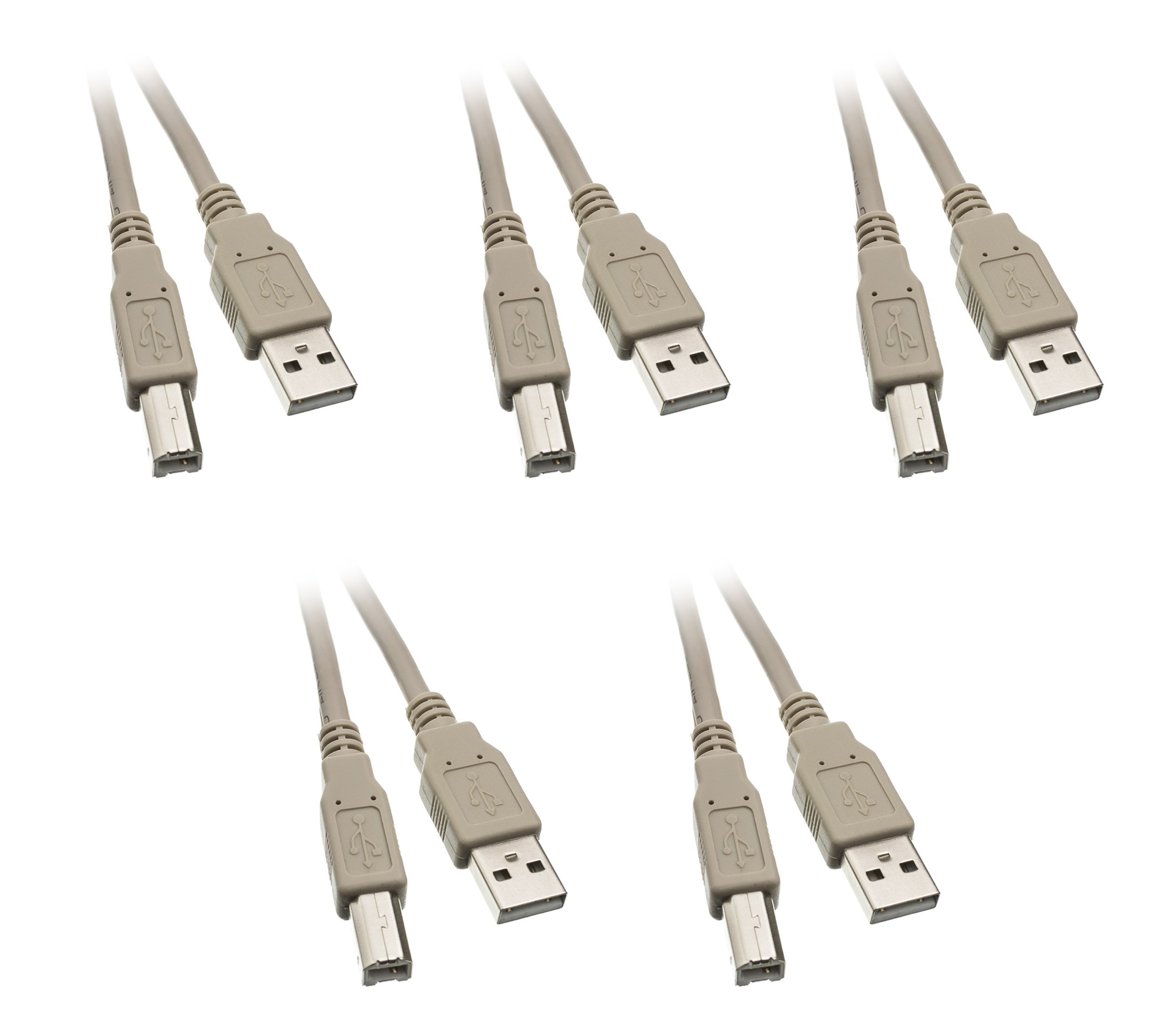 3-Feet USB 2.0 Type A to Type B Printer Cable - 5-Pack High Speed Data Transfer for Printers, Scanners & External Hard Drives - Office & Home Use (CNE22360)