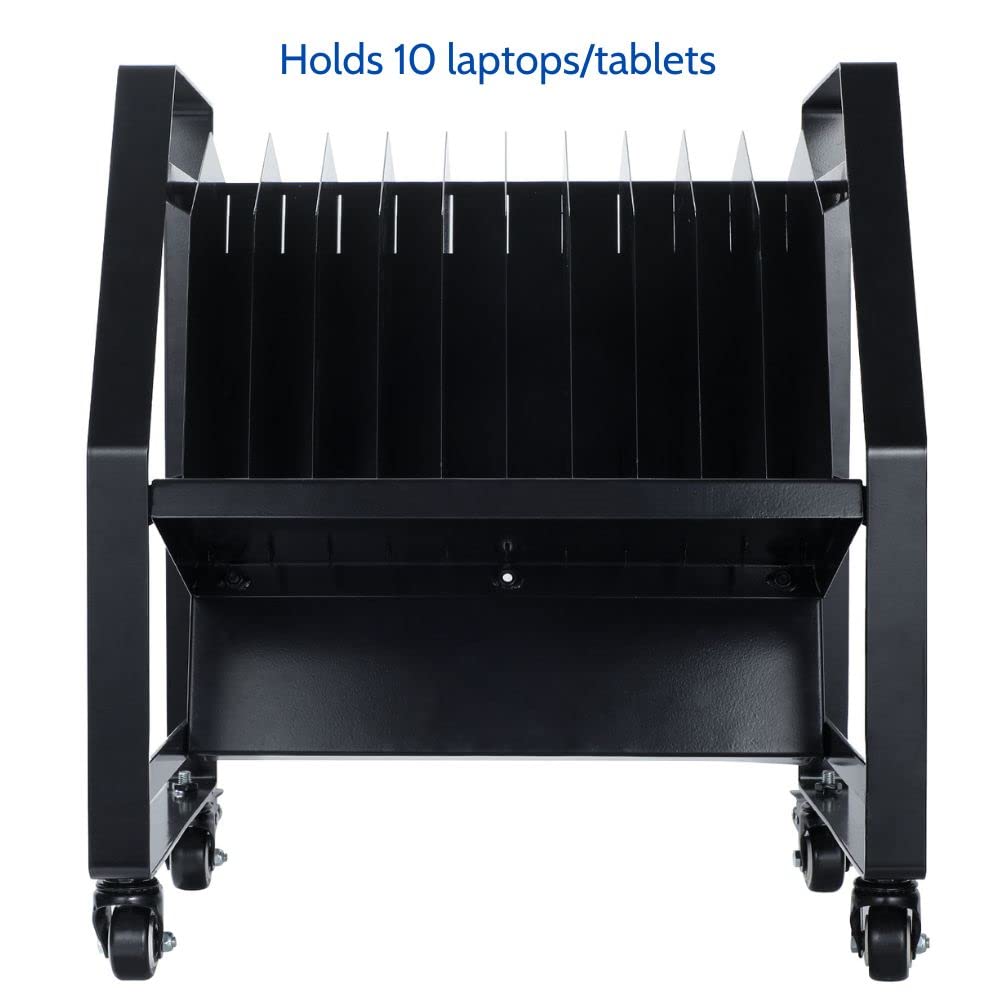 10-Slot Laptop Charging Cart with Wheels - Portable Chromebook & Laptop Storage Rack, Multi-Device Charging Station for Schools, Offices & Libraries - Ideal for Classroom, Computer Lab & Shared Workspace Organization