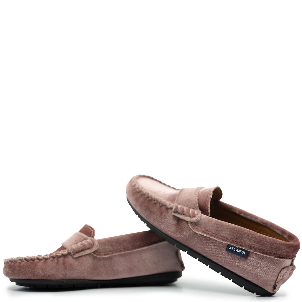 Atlanta Moccasin Rose Velvet Penny Loafers for Women - Comfortable Slip-On Dress Shoes for Office, Wedding & Casual Wear