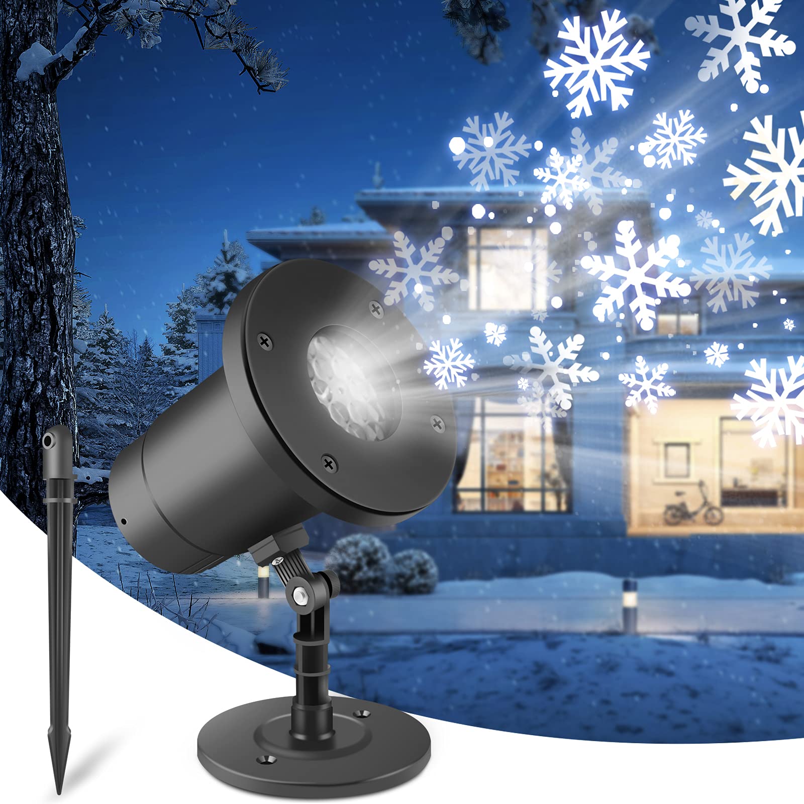 Christmas Lights - Liwarace LED Snowflake Projector Lights Outdoor, Waterproof Plug in Xmas Lights for Indoor/Outdoor Holiday Decor - Perfect for Roof, Yard, Wall, Party, and Christmas Tree Decorations