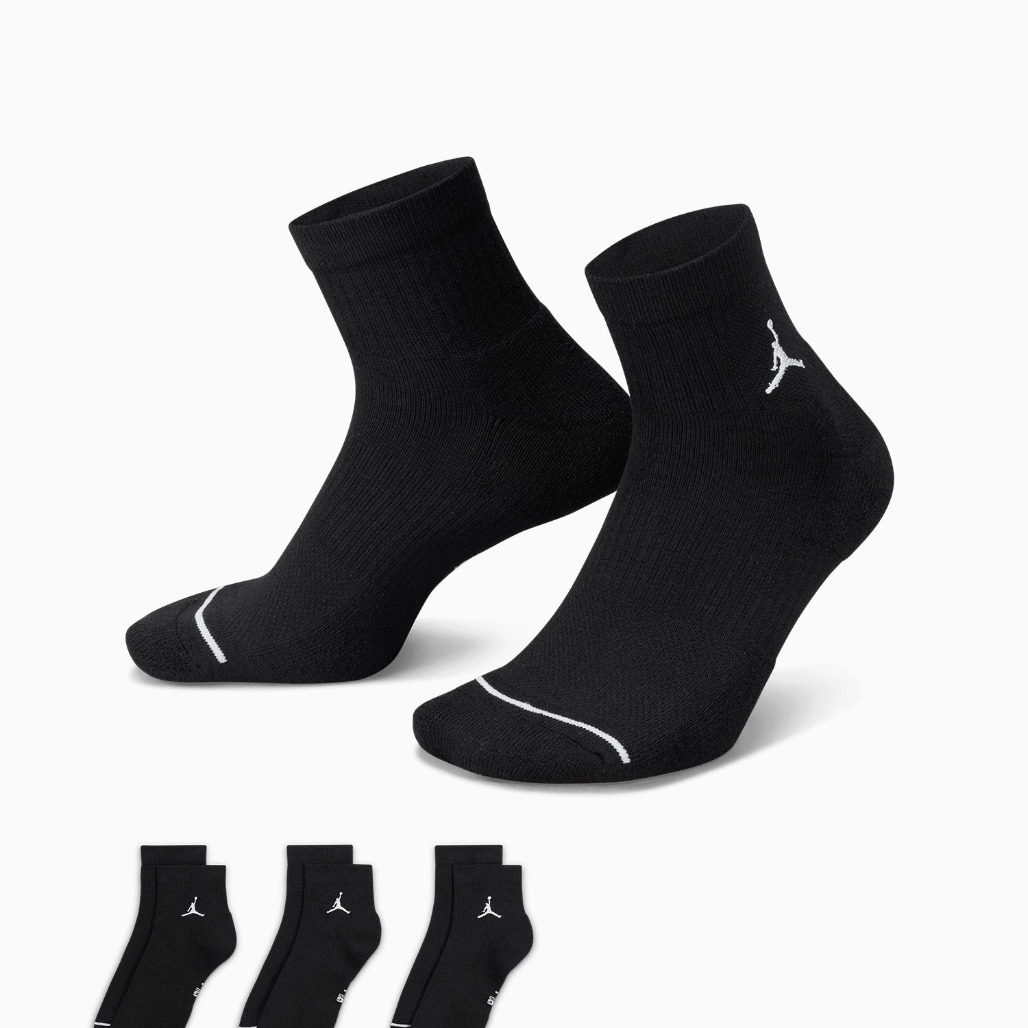 **Jordan Everyday Ankle Socks (3 Pairs) - Breathable & Cushioned for Sports, Workouts & Daily Wear**