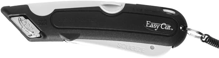 Professional Box Cutter with 3 Adjustable Blade Depths, Squeeze Trigger & Edge Guides - Includes Holster, Lanyard & Extra Blades (1000 White STD) - Perfect for Warehouse, Shipping, Packaging & DIY Projects