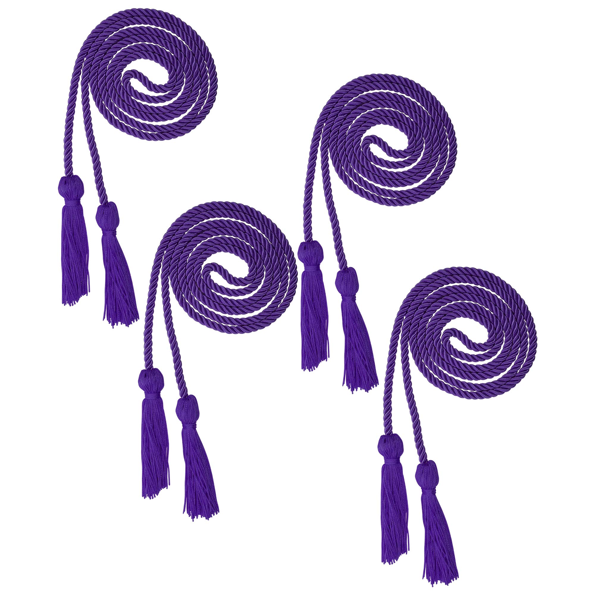Beautyflier® 4-Pack Graduation Honor Braided Cords with Sewing Tassels - Polyester Yarn Honor Cords for Bachelor Gowns - Perfect for Graduation Ceremonies, Commencement Events & Academic Achievements (Purple, 4pcs)