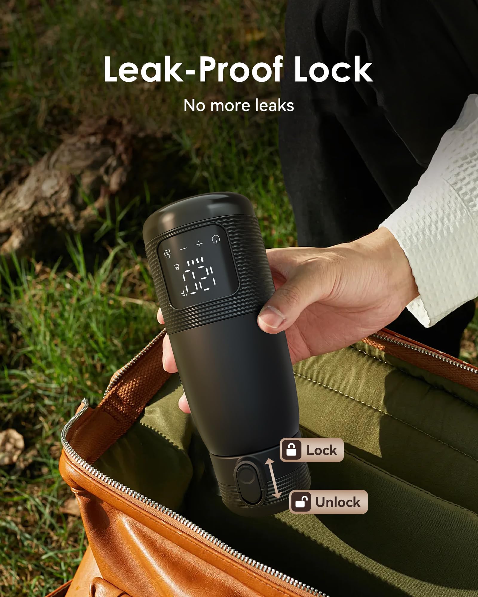Smart Temperature Control Heated Coffee Mug - 12oz Rechargeable Travel Mug with 6-10 Hour Battery Life, LED Display & Leak-Proof Lid - Perfect for Travel, Road Trips, Camping, Hiking, Office & Car Use