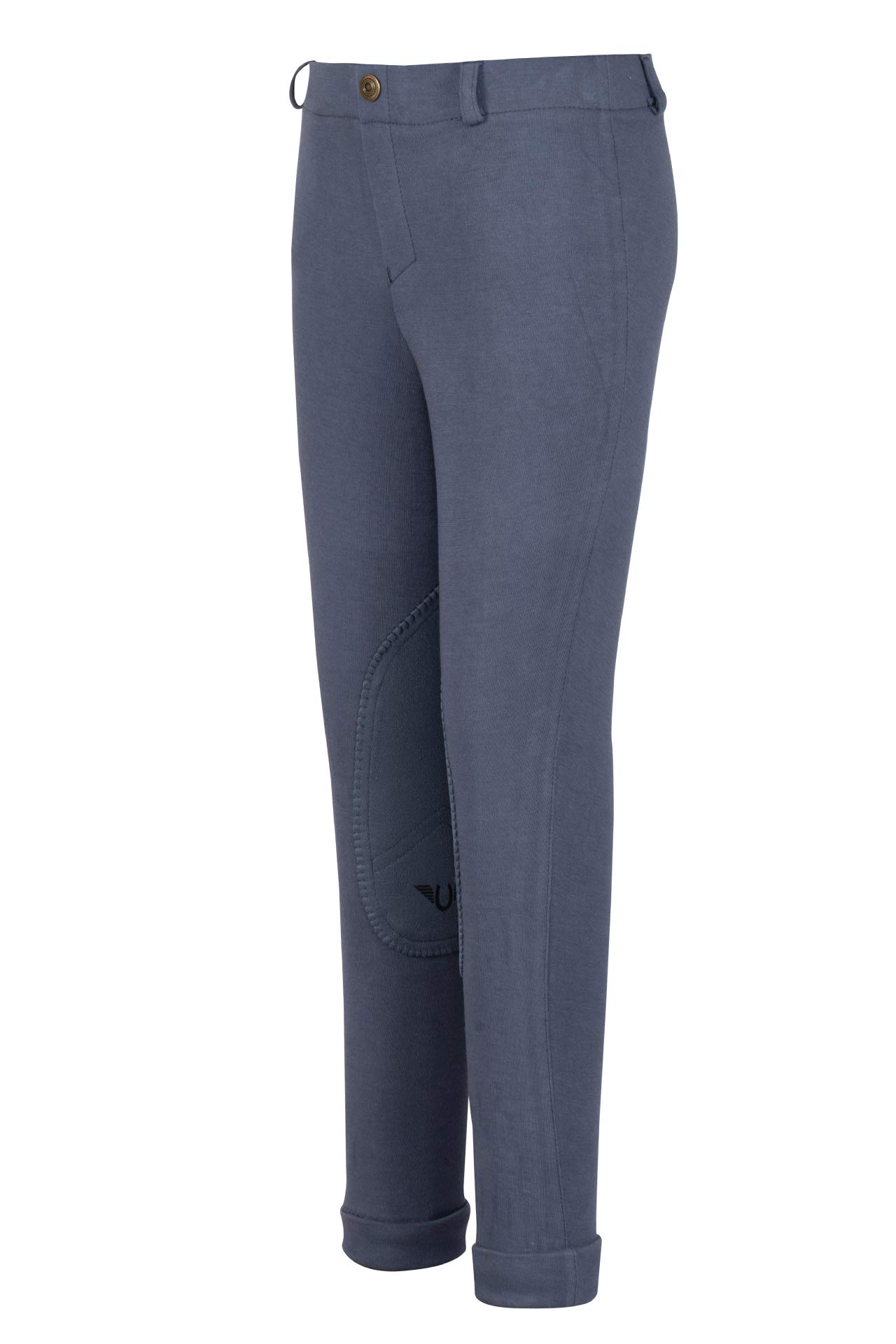 TuffRider Kids' Equestrian Riding Jodhpurs - Low Rise Pull-On Design with Free Striped Socks | Perfect for Horseback Riding Lessons & Beginner Riders