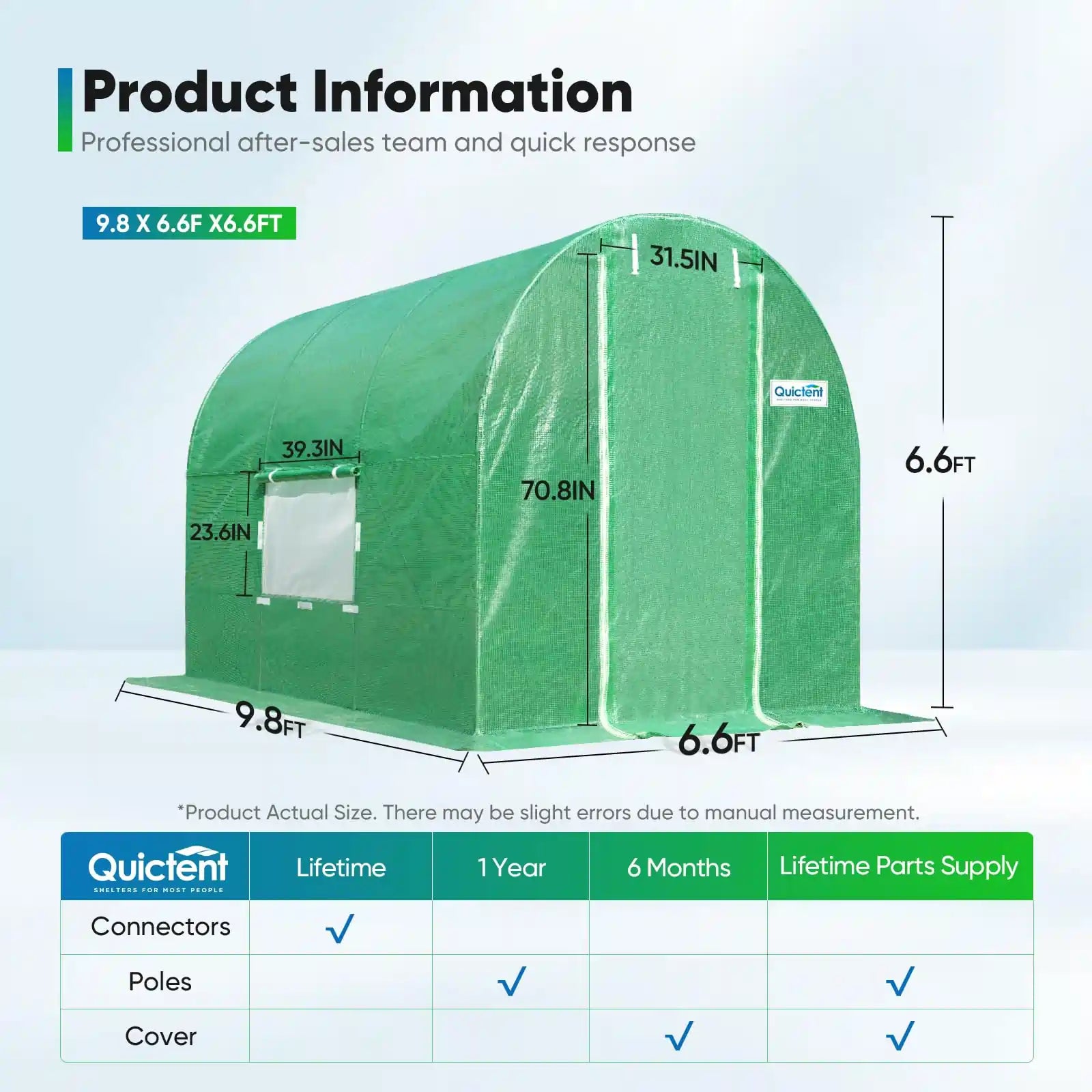 10' x 6.6' x 6.6' Walk-in Greenhouse for Outdoor Gardening - Durable Polycarbonate Panels with UV Protection - Perfect for Growing Vegetables, Flowers & Herbs in Backyard or Patio