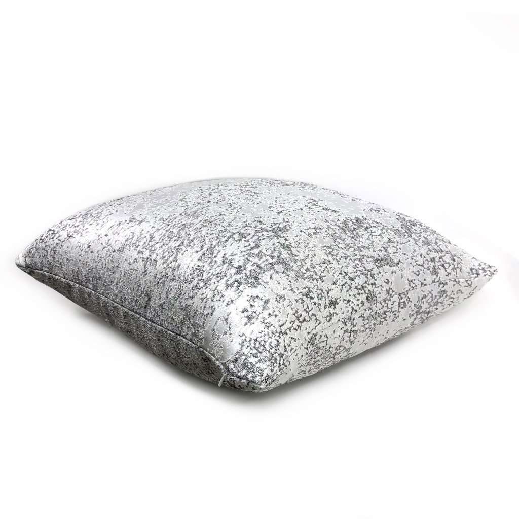 Volta Silver & Gray Metallic Quartz Texture Pillow Cover - Luxury Decorative Throw Pillow Case for Sofa, Bed & Home Decor - Modern Geometric Pattern Cushion Cover for Living Room & Bedroom