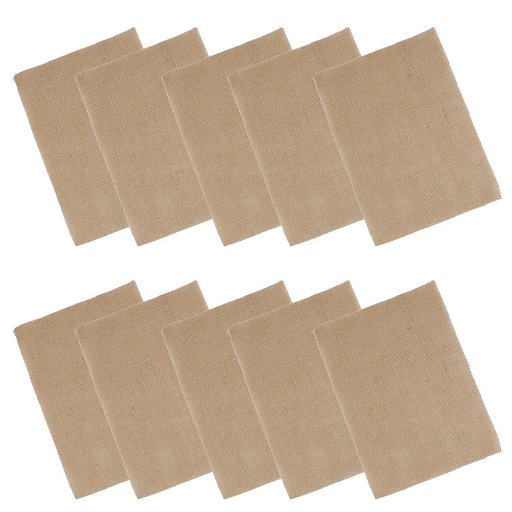 TEHAUX 10-Piece Natural Hessian Burlap Coasters Set - Rustic Table Mats for Wedding, Party & Home Decor - Eco-Friendly Placemats for Dining, Coffee Tables & Kitchen Use (Brown)