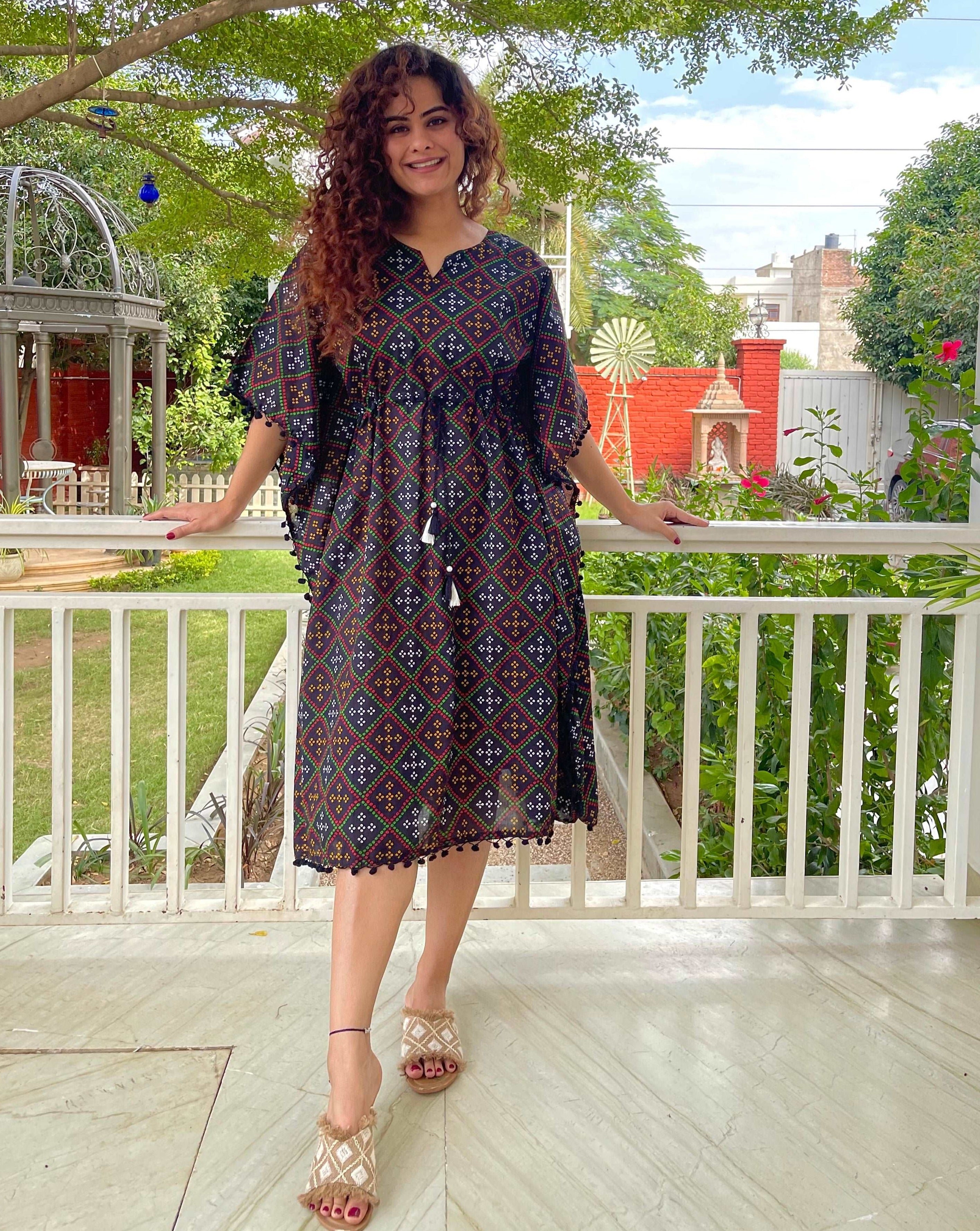 Elegant Black Kaftan Dress for Women - Galaxy Nights Collection | Perfect for Beach Cover-Up, Evening Wear & Boho Fashion