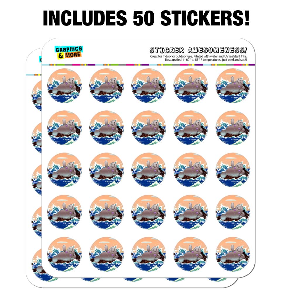 Funny Waving Manatee Mermaid Stickers for Planner, Calendar & Scrapbooking - Ocean Theme Crafting Decals for DIY Projects, Journals & Bullet Notebooks