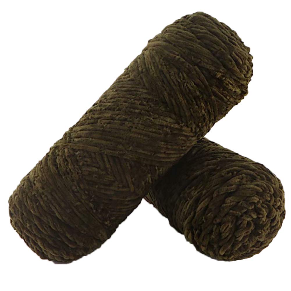 Soft Olive Green Chenille Velvet Knitting Yarn - 400g Fluffy DIY Yarn for Sweaters, Scarves, Hats & Gloves - Premium Knitting Materials for Cozy Winter Crafts & Home Decor Projects