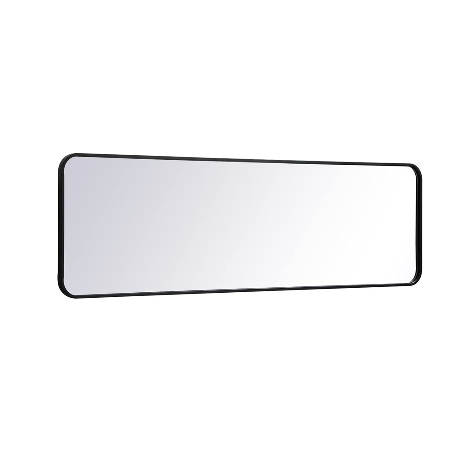 Black 18x60 Soft Corner Rectangular Mirror - Elegant Decor for Living Room