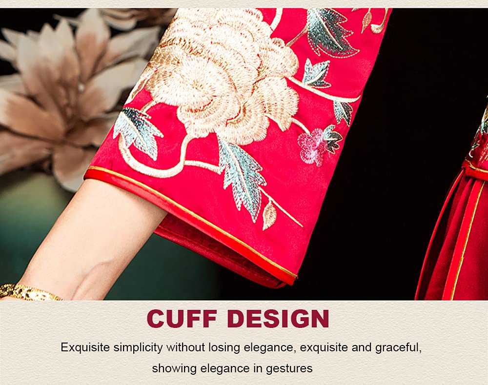 Vintage Peacock Cheongsam Wedding Dress - Traditional Chinese Bridal Gown with Fringed Cuffs & Stand Collar Design | Perfect for Wedding Ceremonies, Cultural Events & Asian-Themed Parties