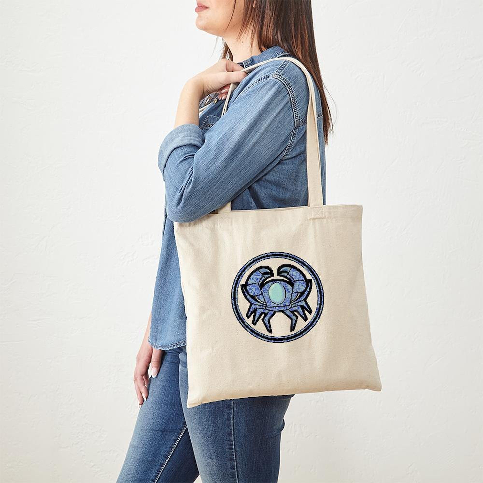 Cancer Zodiac Sign Tote Bag - Natural Canvas Reusable Shopping Bag for Groceries, Beach & Daily Use | Astrology Gift for Women & Men