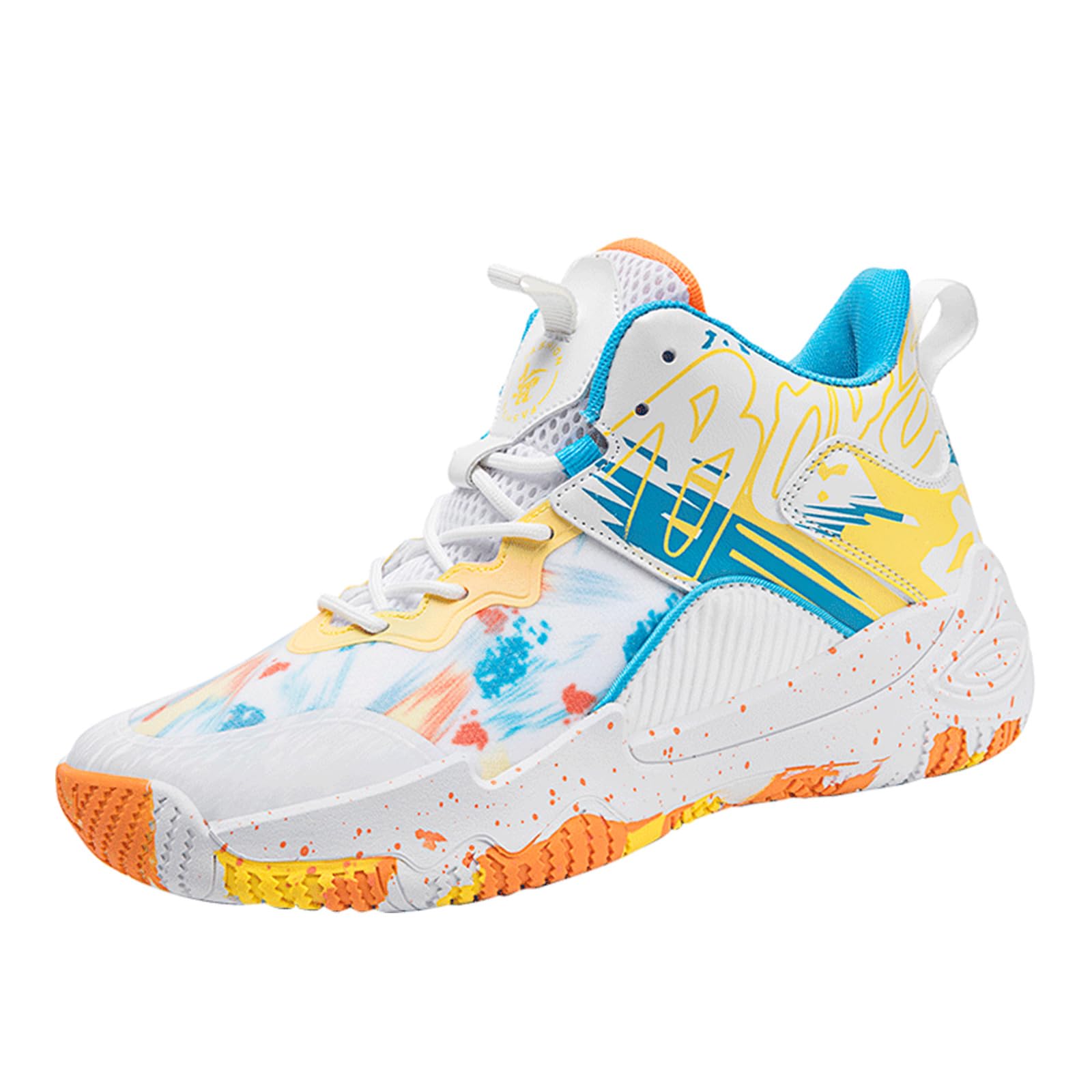 Men's & Women's Basketball Shoes - High Rebound Non-Slip Running Sneakers with Colorful Painting Design | Perfect for Court Play, Gym Workouts & Casual Streetwear