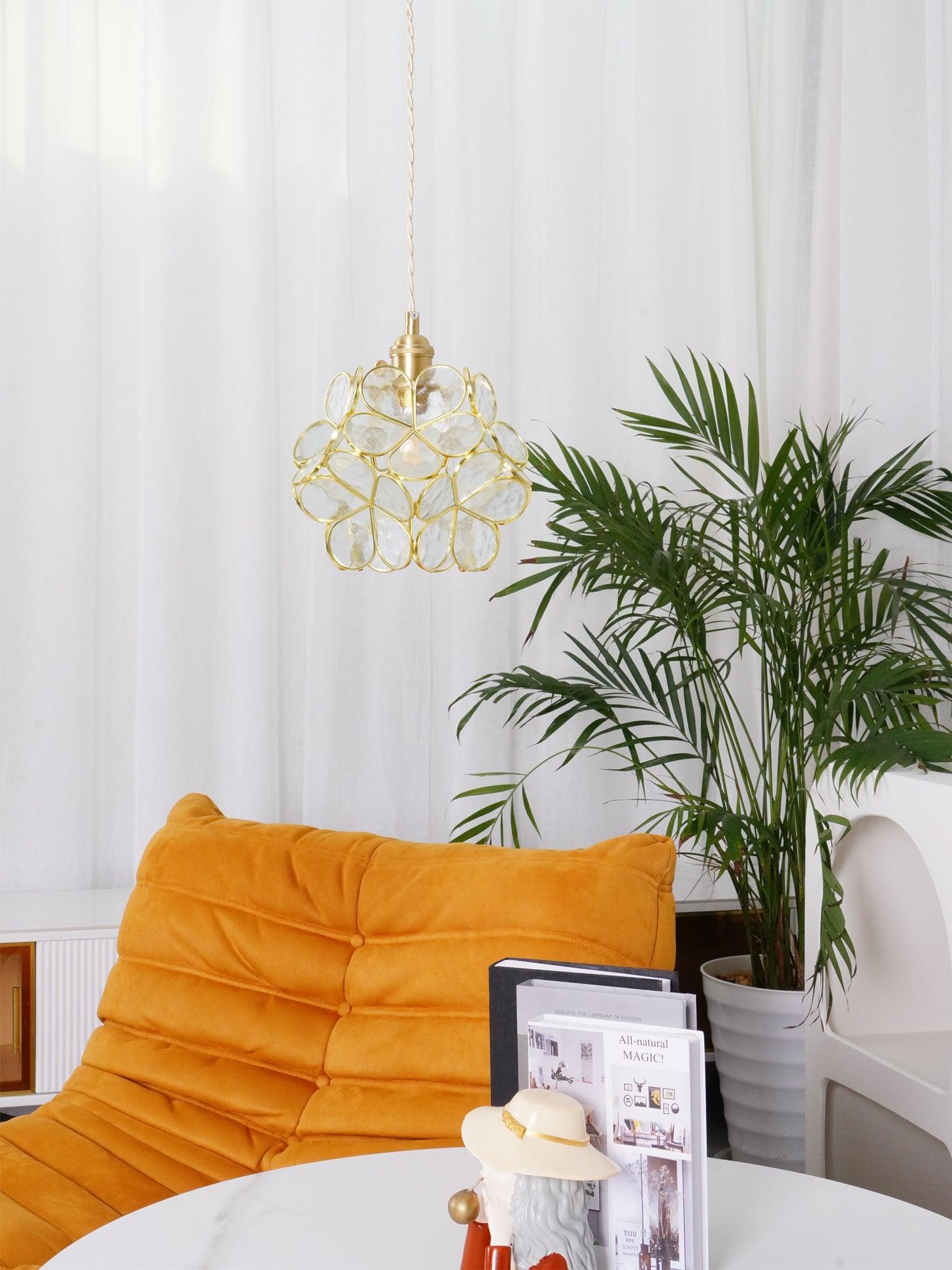 Modern Glass Petal Pendant Light - Elegant Floral Ceiling Lighting Fixture for Dining Room, Kitchen Island & Bedroom Decor