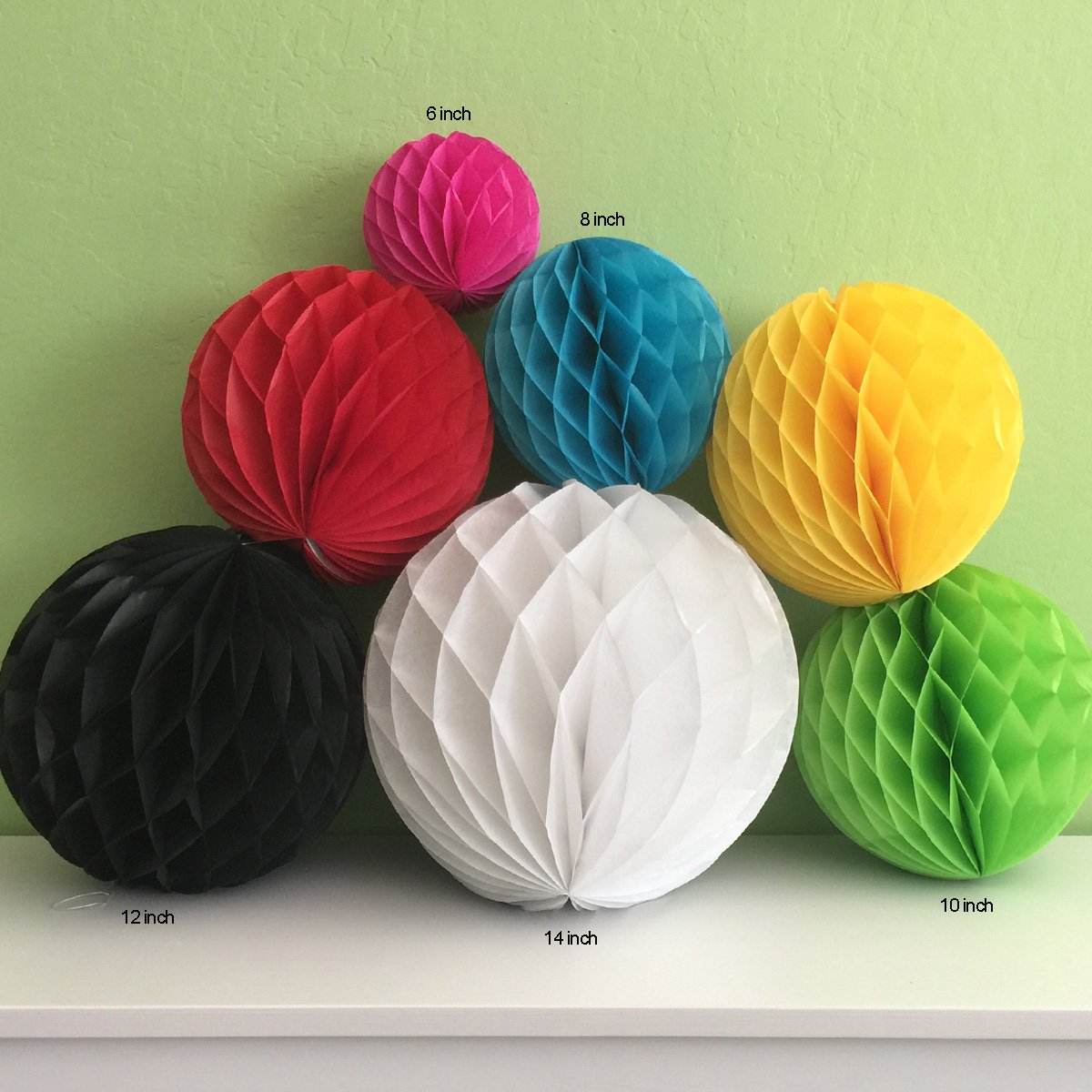 Allydrew 6 Inch Light Green Tissue Honeycomb Ball Decorations - 5 Pack for Weddings, Birthday Parties, Baby Showers & Nursery Décor | Perfect for Ceiling & Wall Party Decor