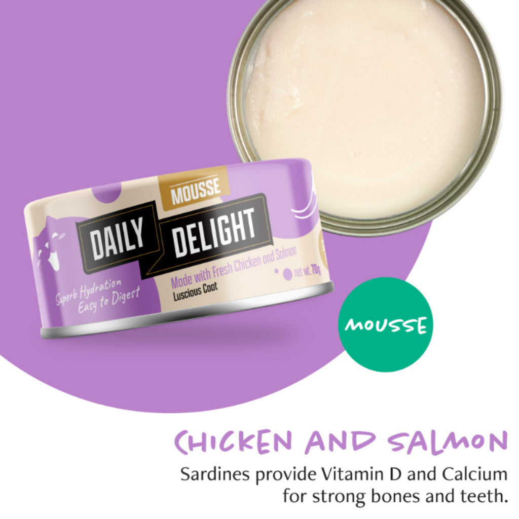 Premium Grain-Free Wet Cat Food Mousse - 70g/80g Pouch, Easy to Digest & Hydrating for Adult Cats | Healthy Daily Meal & Travel Companion for Pets
