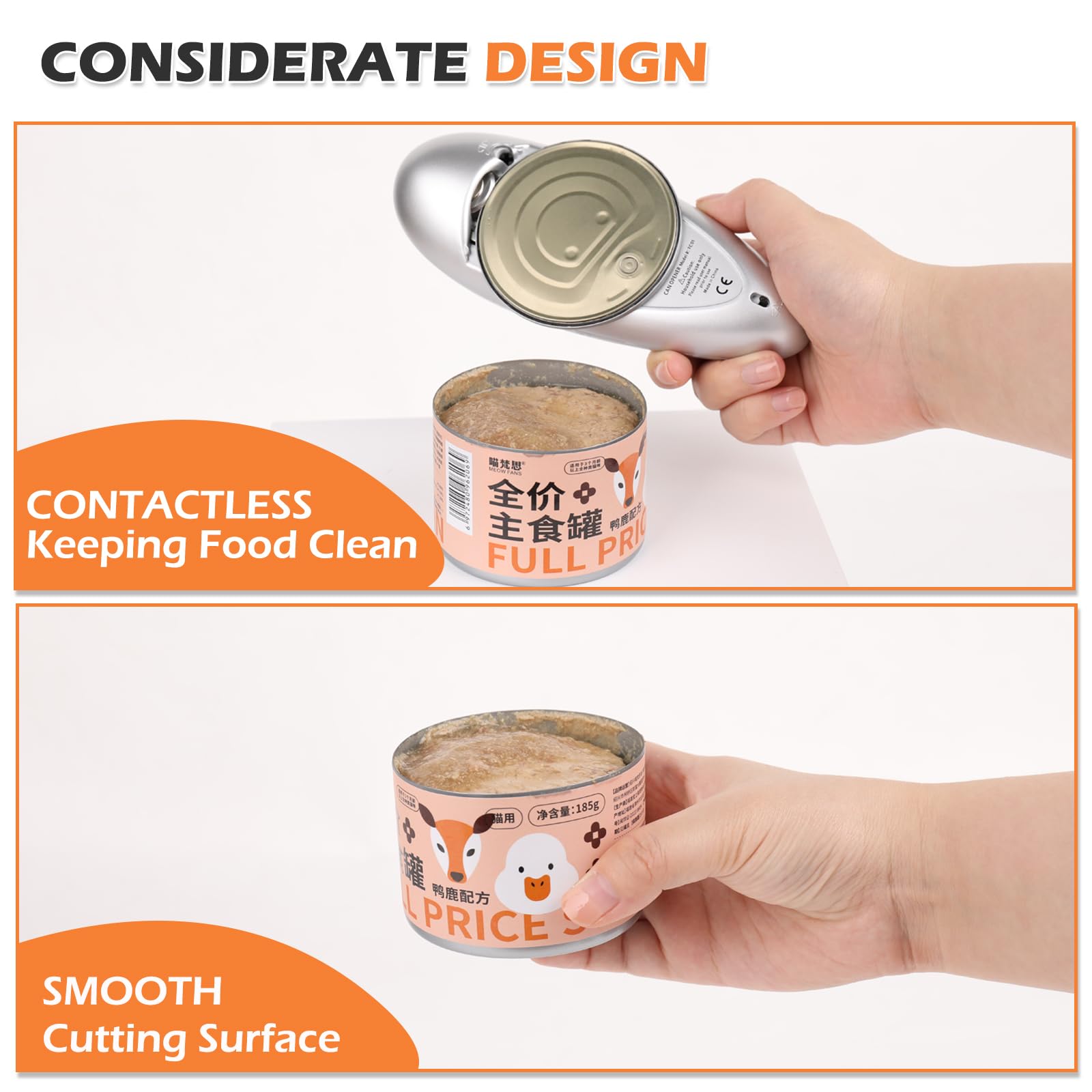 One Touch Electric Can Opener - Automatic Kitchen Can Opener with Smooth Edge, Hands-Free Operation for Easy Use - Perfect for Seniors & Home Cooking (Silver) | Ideal for Camping, Emergency Prep & Everyday Kitchen Tasks