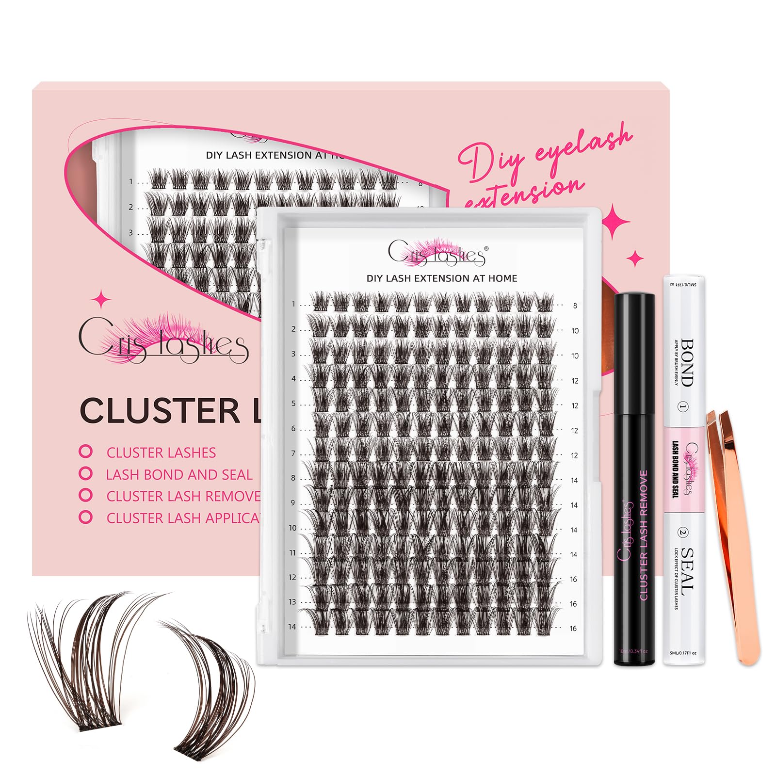 Premium False Eyelashes Extension Kit - 168pcs Russian Volume Cluster Lashes 8-16mm in Natural Brown | Includes Lash Bond, Seal, Glue & Applicator | Reusable DIY Eyelash Extensions for Home Use | Perfect for Parties, Weddings & Special Occasions