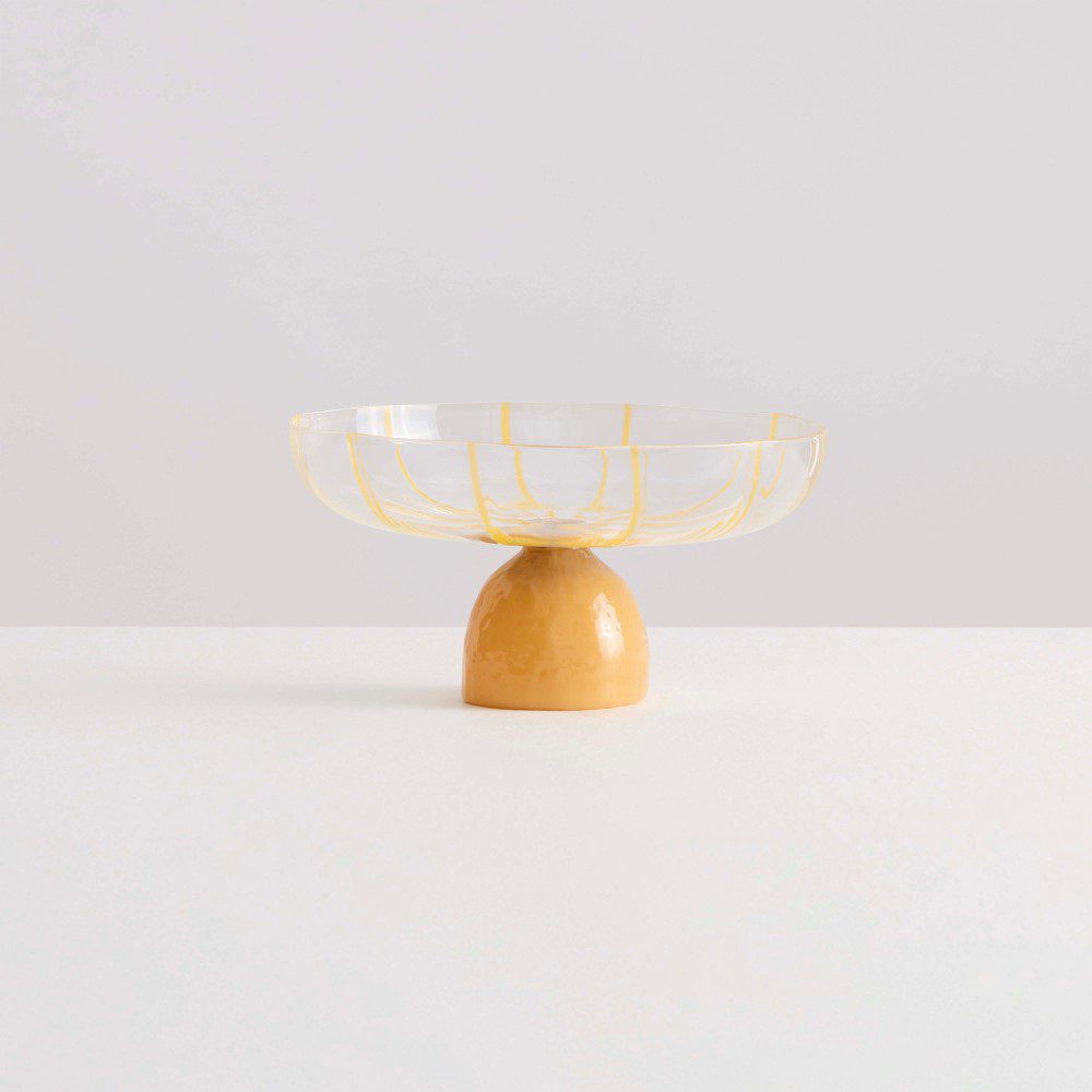 MAISON BALZAC Grand Soleil Clear and Yellow Serving Platter – Elegant Appetizer Tray for Cheese, Charcuterie & Entertaining – Perfect for Dinner Parties, Weddings & Home Decor