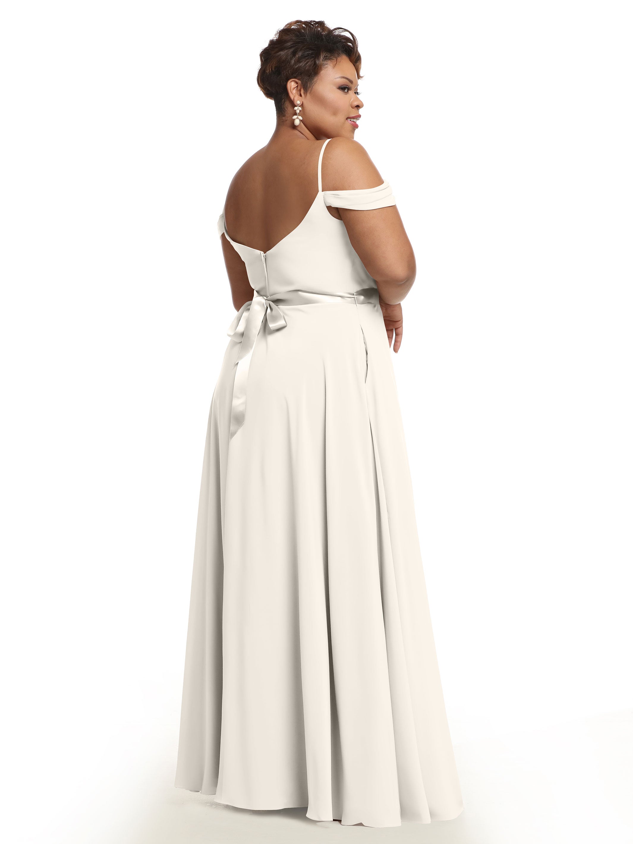 Elegant 80106 Off-The-Shoulder Stretch Chiffon A-Line Bridesmaid Dress with Sash - Perfect for Weddings, Formal Events & Special Occasions
