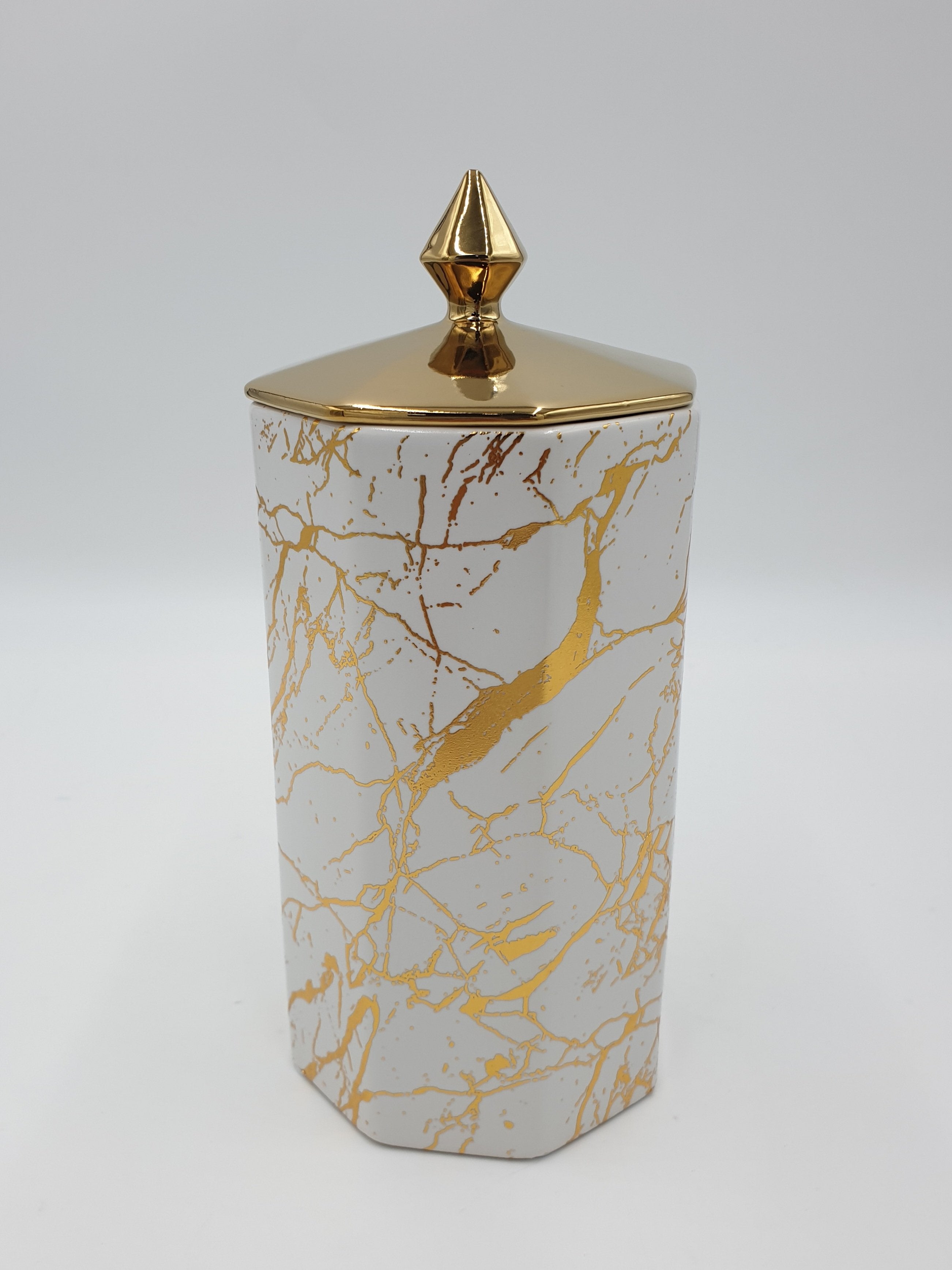 11.5x4.5 Inch Marble Gold Canister - Elegant Kitchen Storage Container for Sugar, Coffee & Tea | Perfect for Pantry Organization & Home Decor