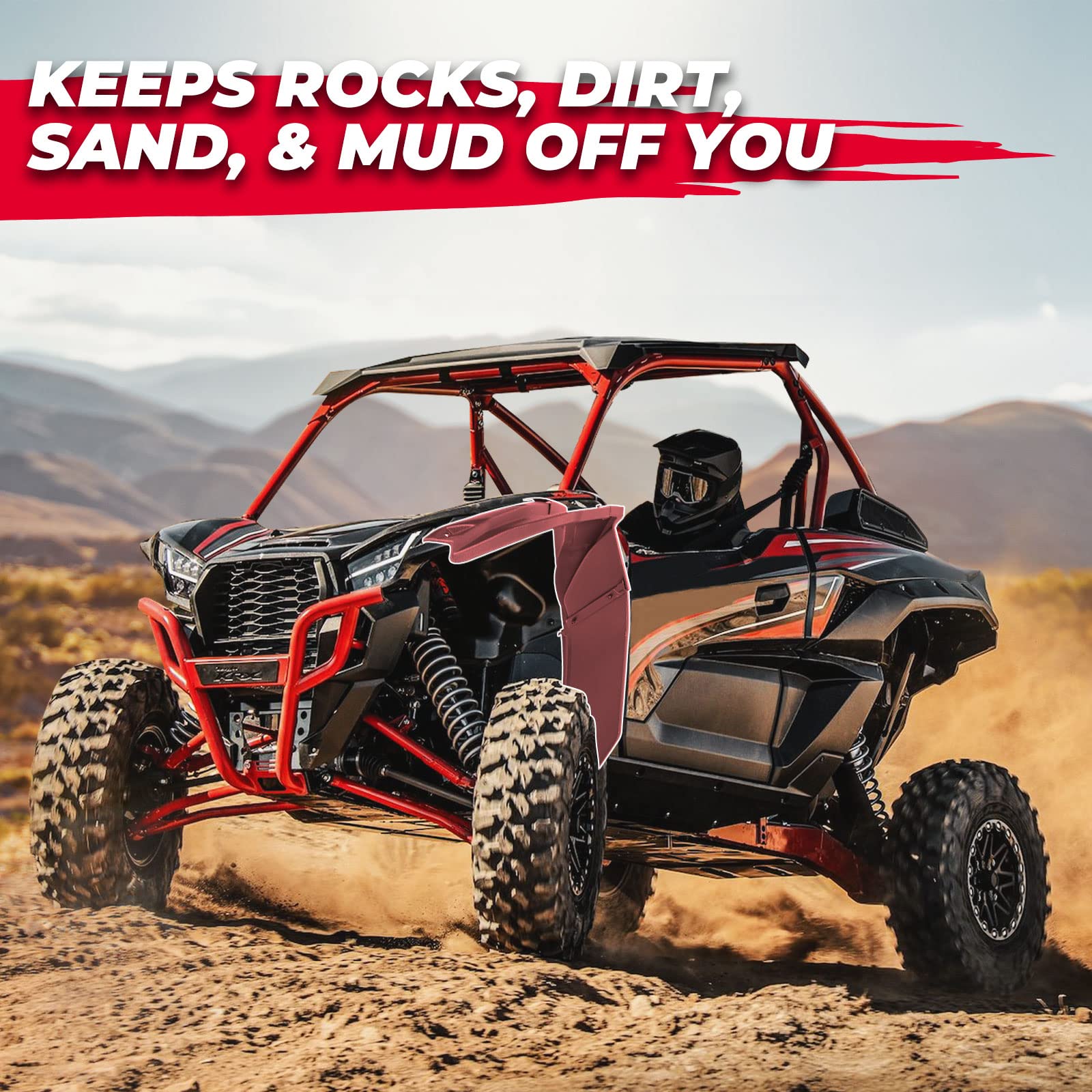 KEMIMOTO UTV Wide Fender Flare Set for Kawasaki Teryx KRX 1000 (2020-2025) | Heavy-Duty HDPE Extended Front & Rear Fenders | XXL Mud Guards | 4-Piece Replacement Accessories (Fits OEM 99994-1324) | Off-Road Protection & Enhanced Style