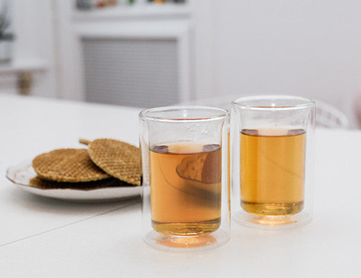 Kikkerland Double Wall Insulated Tea Cups - Set of 2 Glass Mugs for Hot & Cold Beverages - Perfect for Coffee, Tea, or Iced Drinks at Home, Office or Outdoor Picnics
