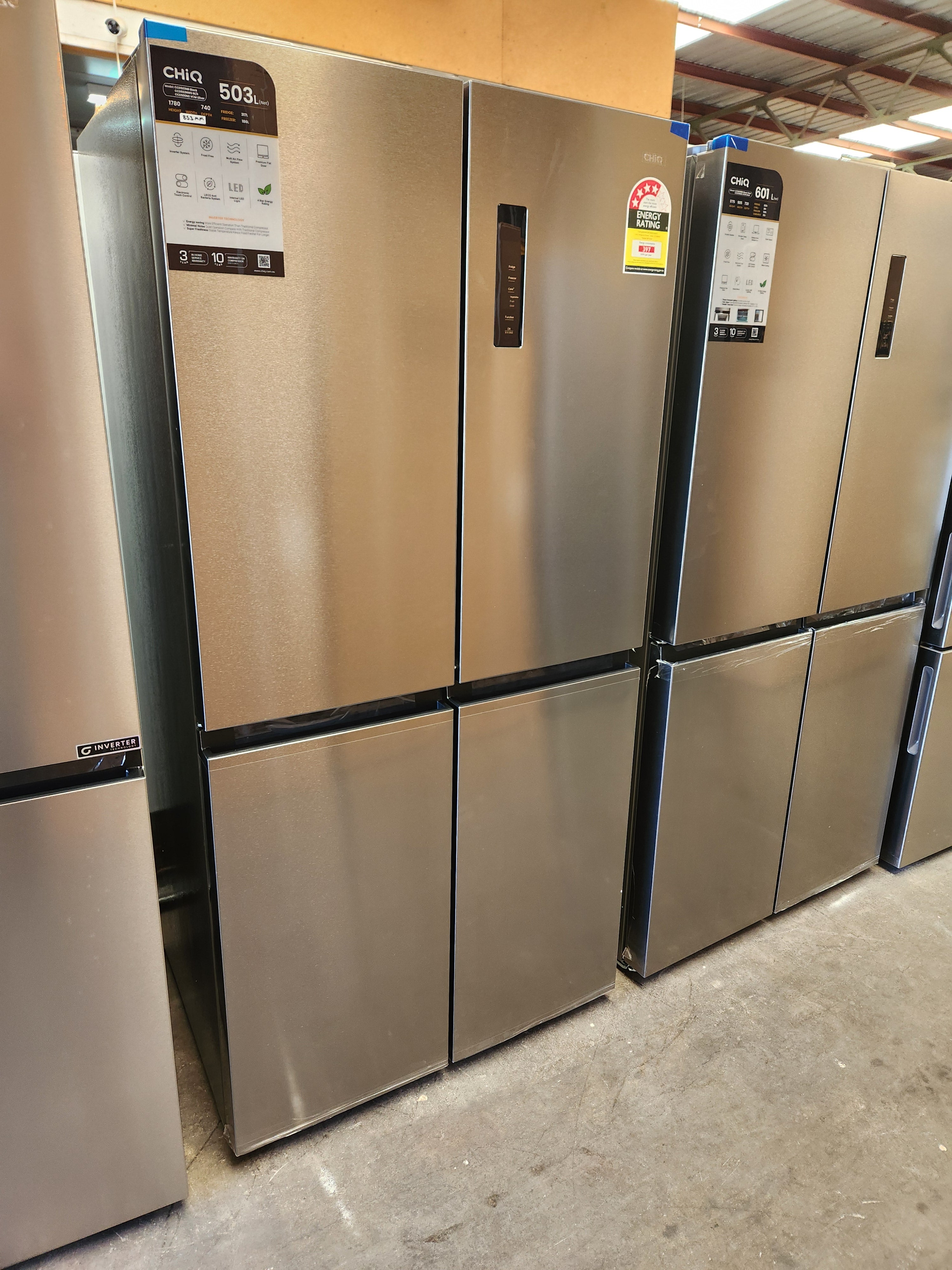 Brand New CHiQ 503L Four Door Refrigerator in Silver - CCD500NS Model | 5-Year Warranty | Perfect for Large Families & Open Kitchen Designs