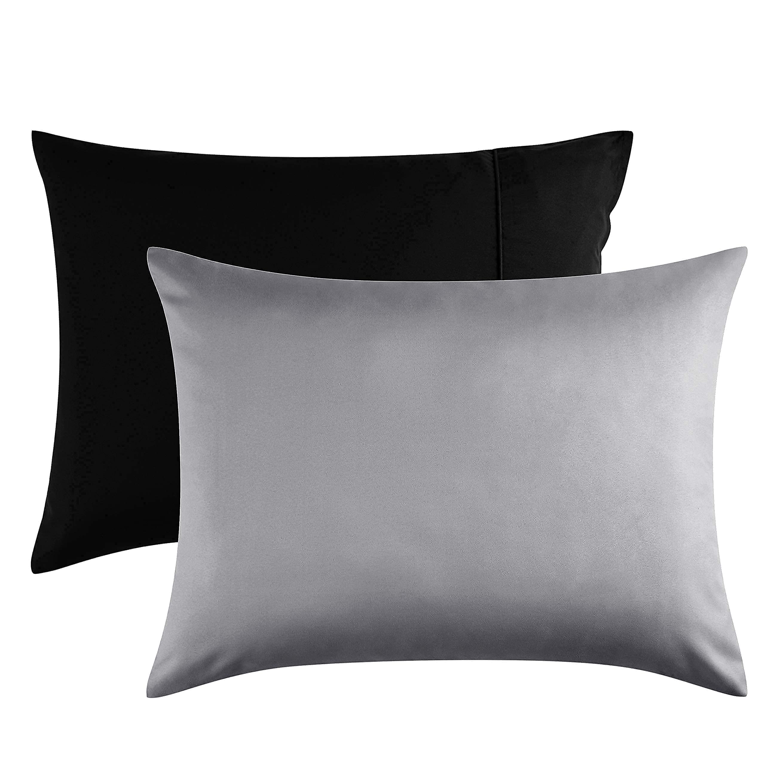 Black Microfiber Reversible Comforter Set for Boys - Lightweight Breathable Dorm Bedding with 2 Pillowcases | Perfect for Back to School & College Dorm Room Decor