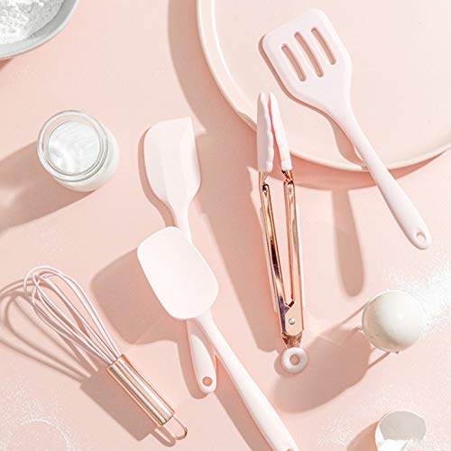 Premium Silicone Kitchen Utensil Set - 6-Piece Non-Stick Cooking Tools with Turner, Tongs, Spatula, Soup Spoon, Shovel & Oil Brush - Heat Resistant & BPA Free Kitchenware for Baking, Frying & Everyday Cooking