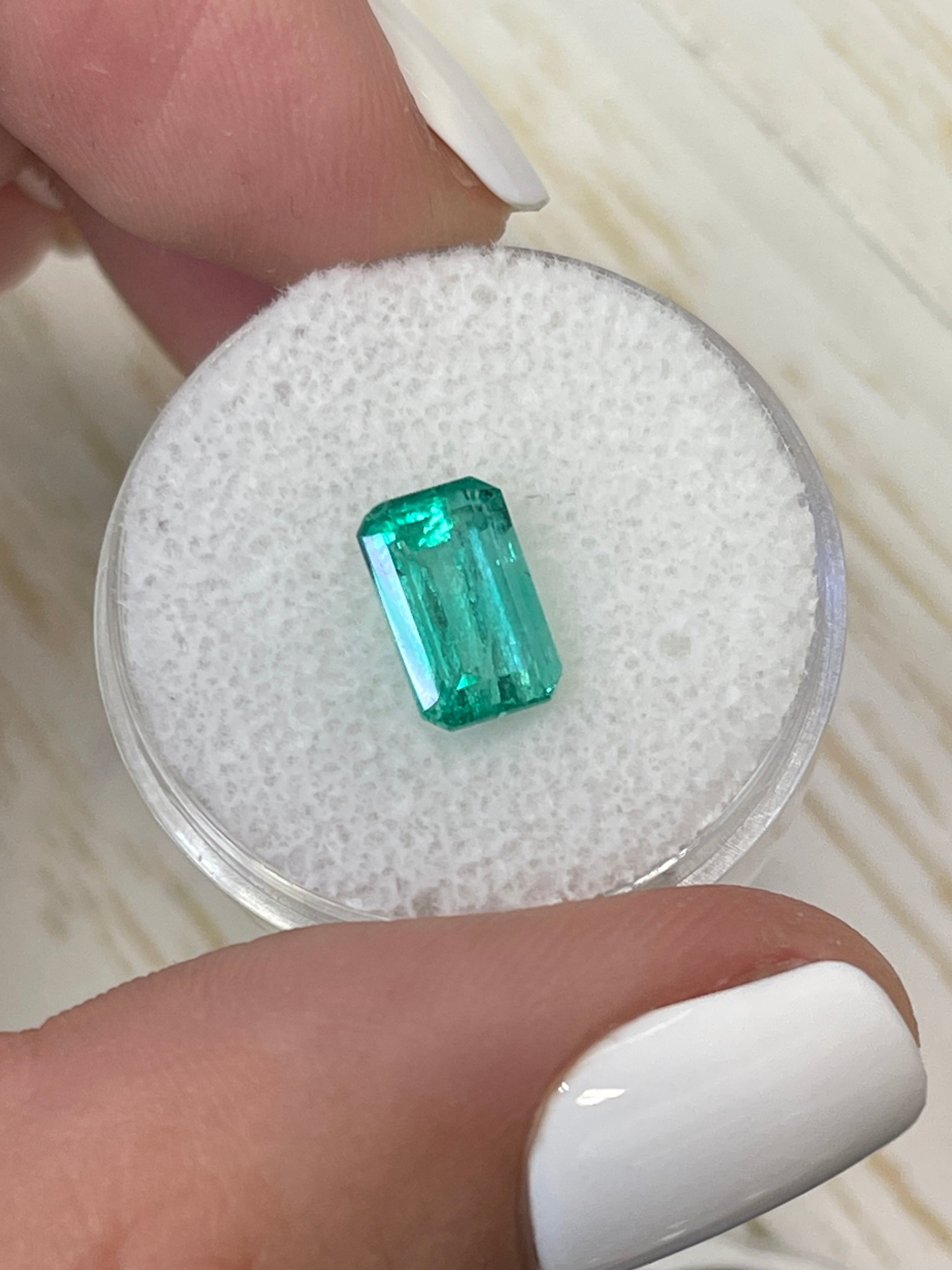 14K Gold Custom Diamond Ring with 1.96 Carat 9x6mm Bluish Green Natural Colombian Emerald - Emerald Cut | Luxury Engagement, Wedding, Anniversary Jewelry Gift for Women