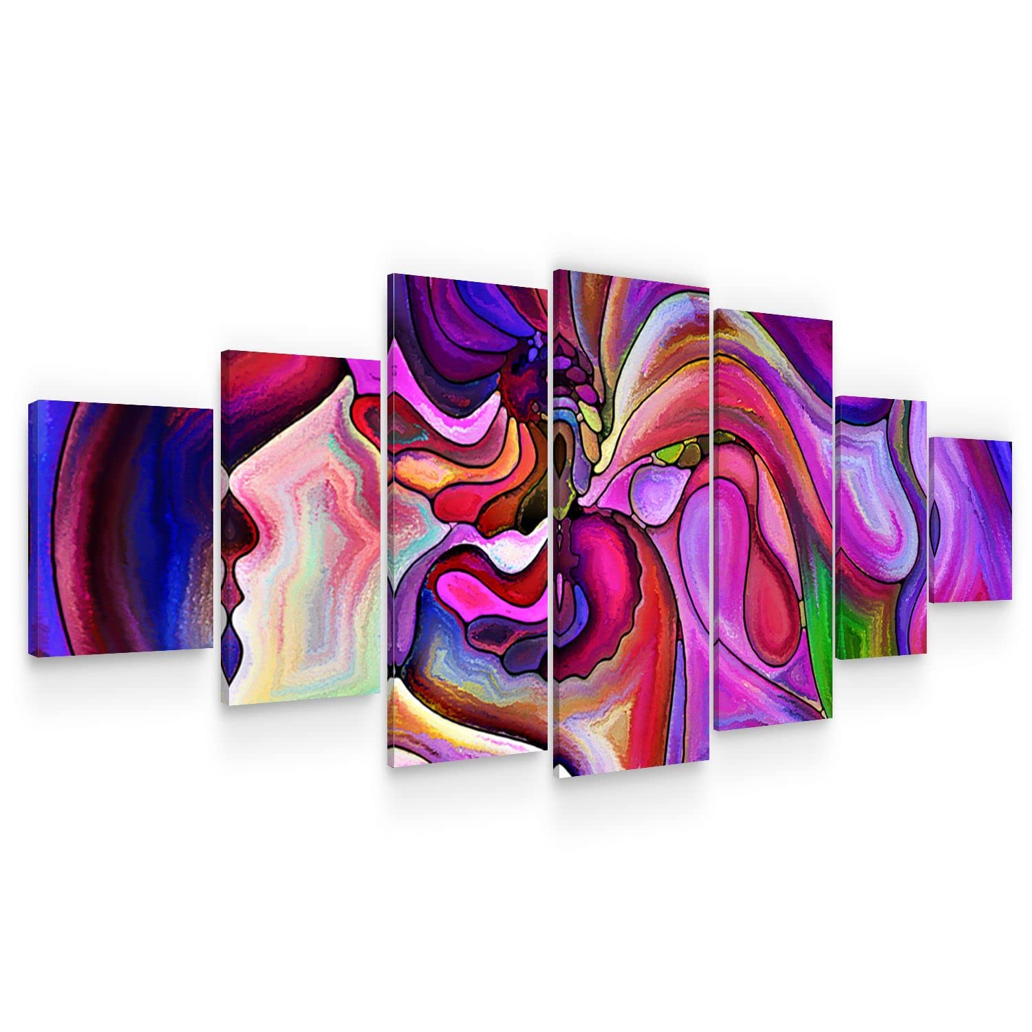 Startonight Large Abstract Canvas Wall Art - The Woman with Purple Hair - Modern Framed 7-Panel Set 40x95 Inches - Perfect for Living Room, Bedroom & Office Decor