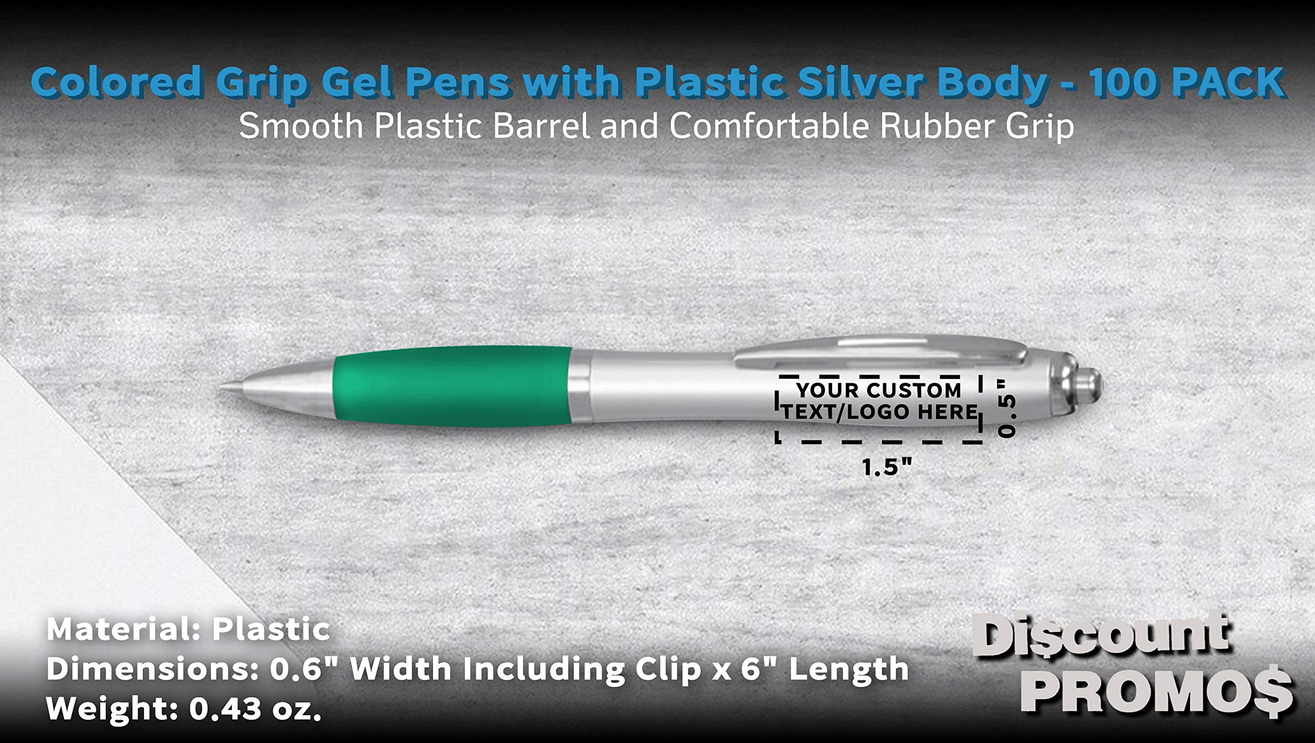 Custom Colored Grip Gel Pens - 100-Piece Bulk Pack with Personalized Options | Premium Writing Tools for Office, School & Business | Perfect for Tradeshows, Events & Gift Giving - Green