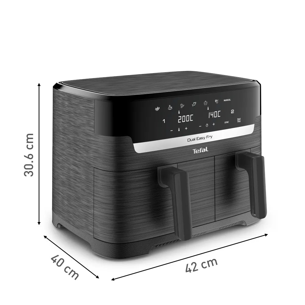 Tefal Dual Easy Fry Essential XXL Air Fryer EY901H - 5.2L Large Capacity, 2000W, Oil-Free Healthy Cooking for Family, Perfect for Fries, Chicken, and Vegetables