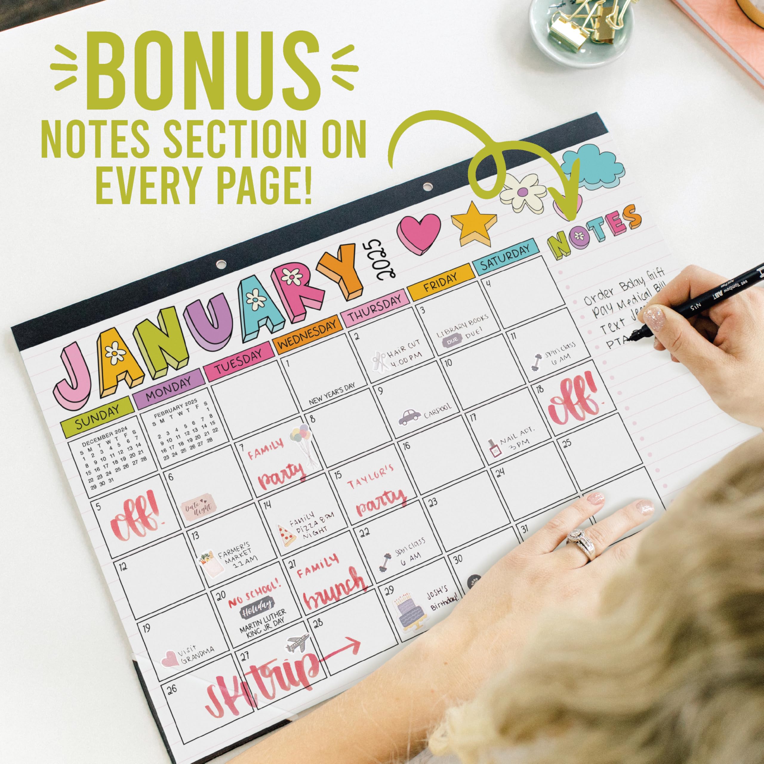 Hadley Designs 2025-2026 Large 18-Month Desk Calendar - 17