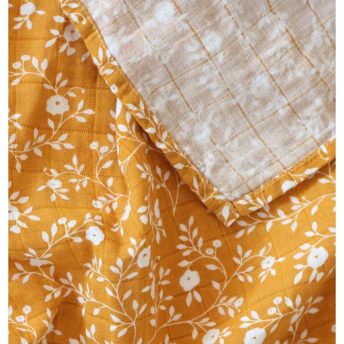 A Little Lovely Company 2-Pack Organic Muslin Baby Swaddle Blankets - Blossom & Caramel | Soft Breathable Receiving Blankets for Newborns, Nursing Cover & Burp Cloth