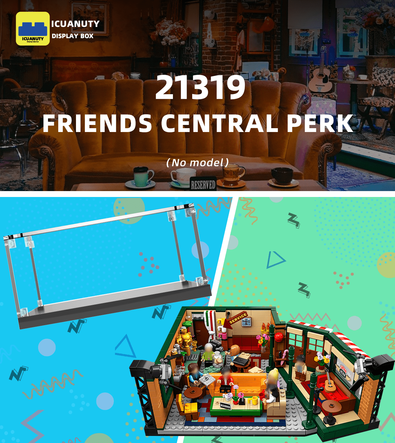 Lego Friends Central Perk 21319 Display Case - Clear Acrylic Showcase for Lego Sets - Perfect for Home Decoration, Collectible Protection & Gift Presentation