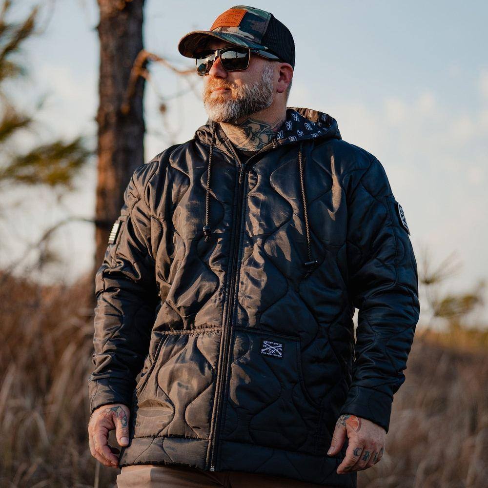 Grunt Style Woobie Full Zip Hoodie for Men - Black | Comfortable & Warm Fleece Jacket for Outdoor Activities, Camping, and Casual Wear