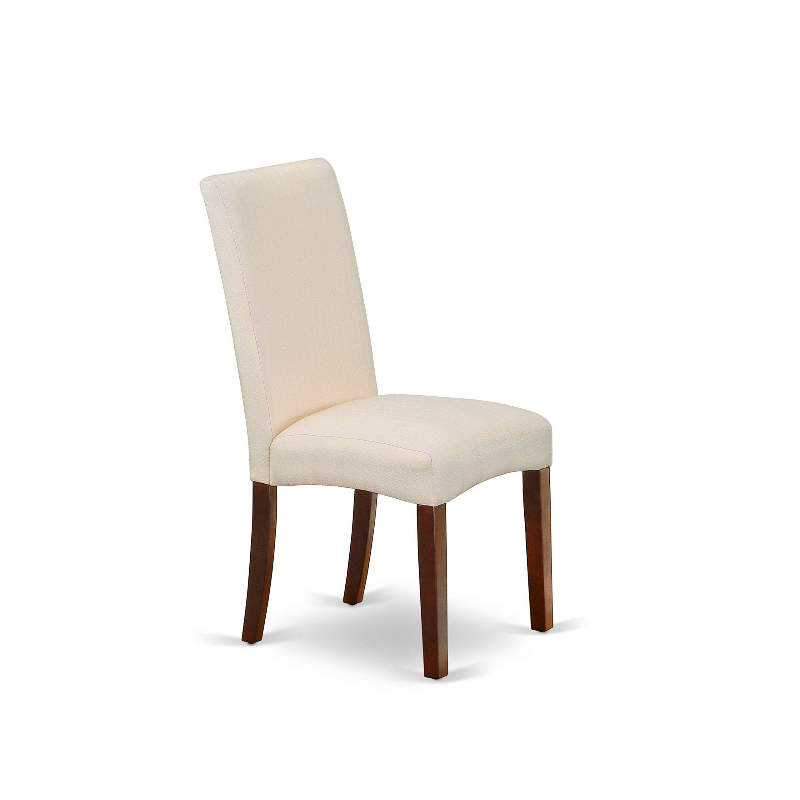 East West Furniture HBDR3-MAH-01 3-Piece Round Dining Table Set with Pedestal Base & 2 Cream Linen Upholstered Chairs, 42x42 Inch, Mahogany - Perfect for Small Spaces, Breakfast Nooks & Cozy Apartment Dining Rooms