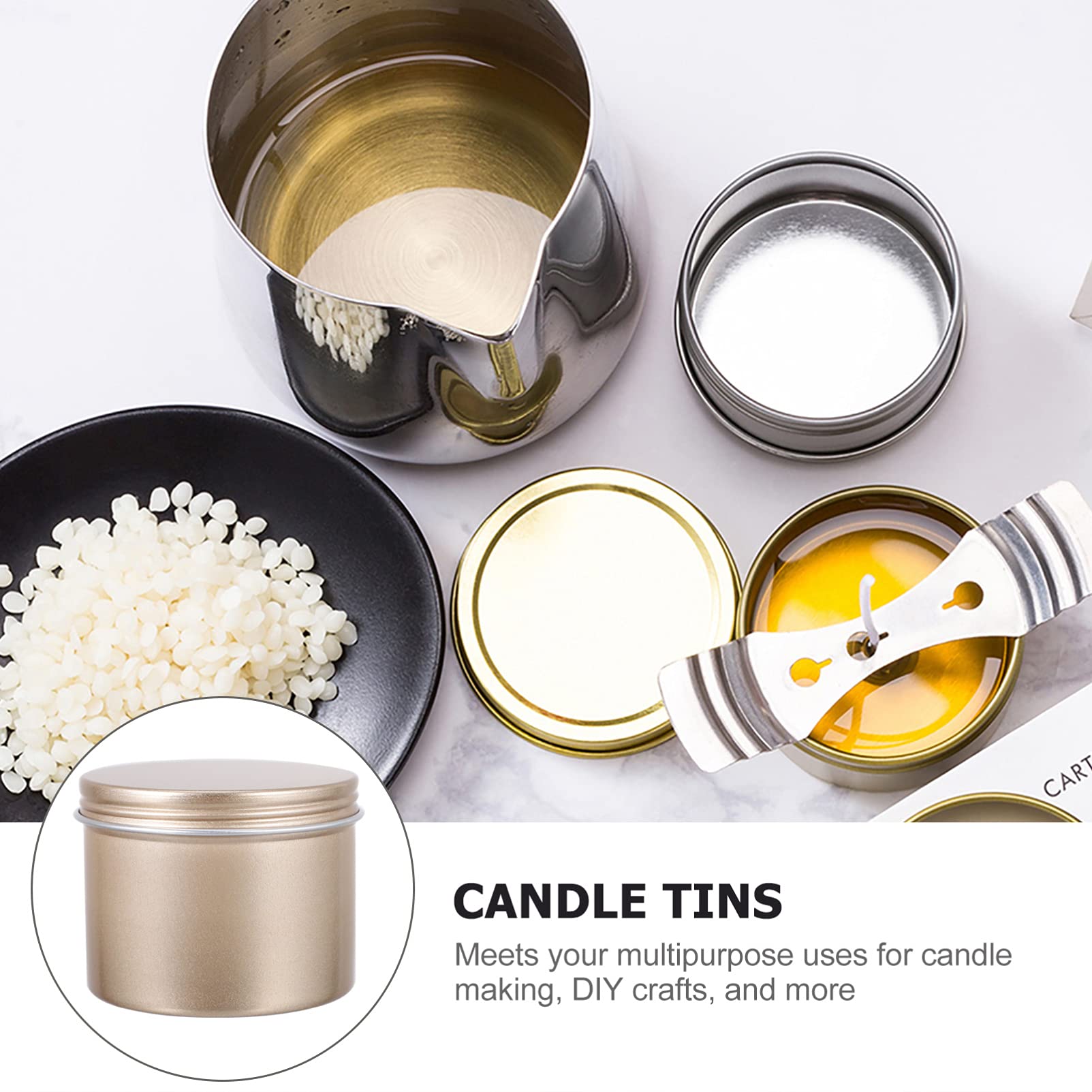 Hemoton 5-Piece Airtight Christmas Candle Jar Set - Aluminum Tea & Coffee Storage Canisters, Round Tin Cans for Lip Balm, Travel Mini Jars - Perfect for Holiday Decor, Kitchen Organization & DIY Gifts