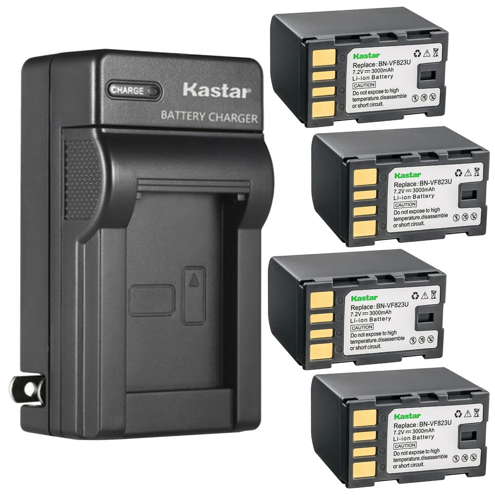 Kastar 4-Pack Replacement Battery and AC Wall Charger for JVC GR-D790US/D793/D796 Series Camcorders - Perfect for Travel, Vlogging & Home Video Recording