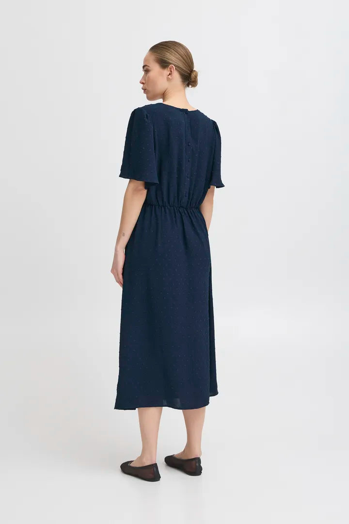 Gabby Midi Dress for Women - Elegant Flowy A-Line Summer Dress with V-Neck & Short Sleeves (Total Eclipse Black) | Perfect for Casual Outings, Beach Vacations & Date Nights