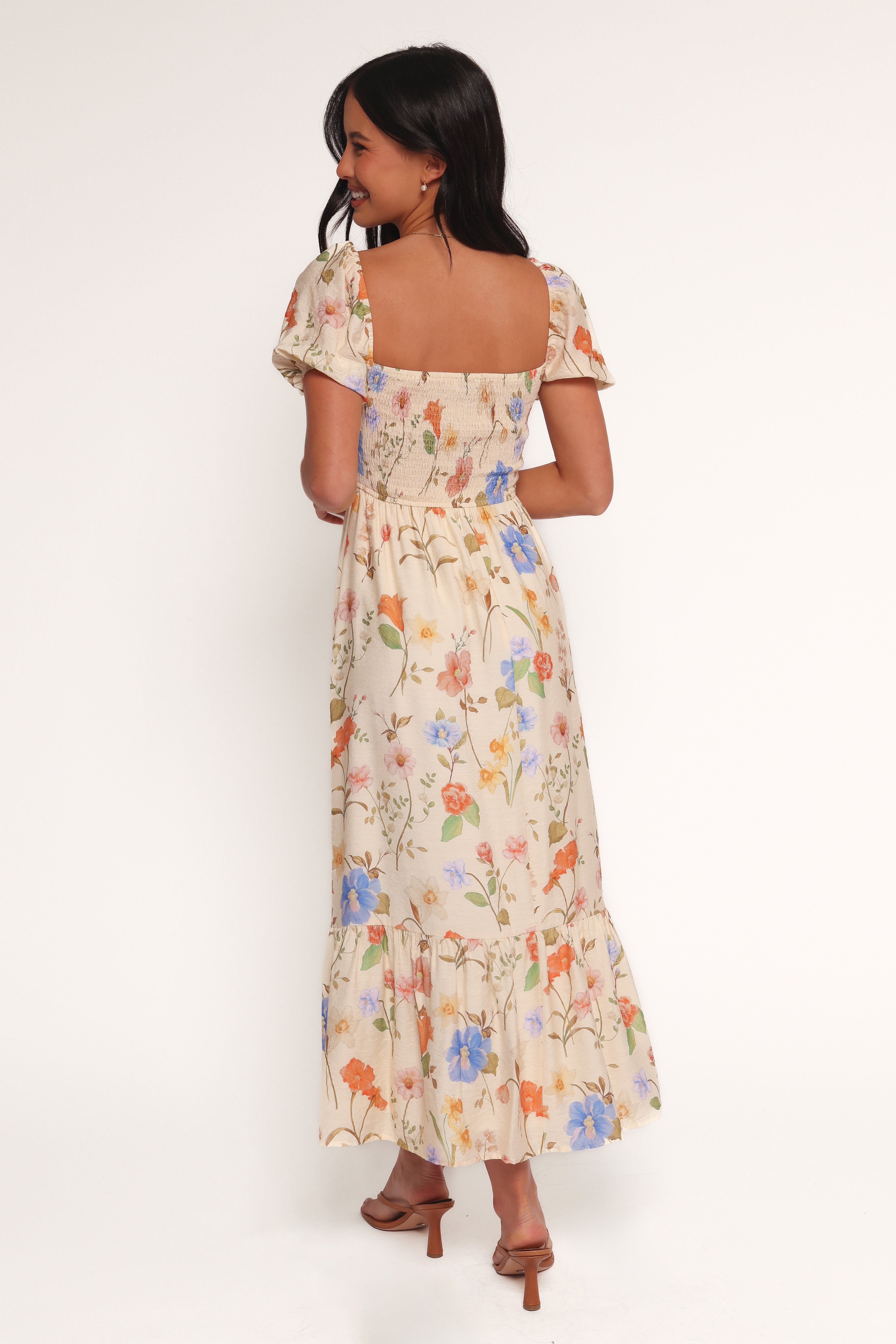 Elegant Cecelia Floral Puff Sleeve Maxi Dress for Women - Perfect for Summer Weddings, Beach Vacations & Boho Chic Outfits