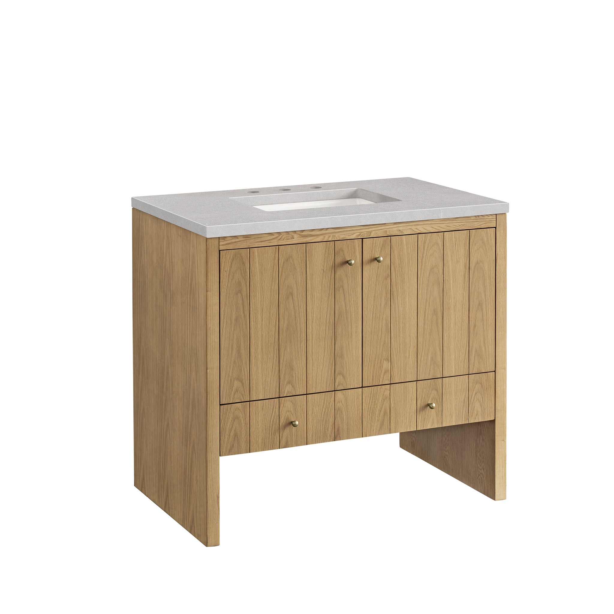 36-Inch Hudson Single Bathroom Vanity in Light Natural Oak with 3CM Eternal Serena Top - Perfect for Modern Home Bathroom Renovation