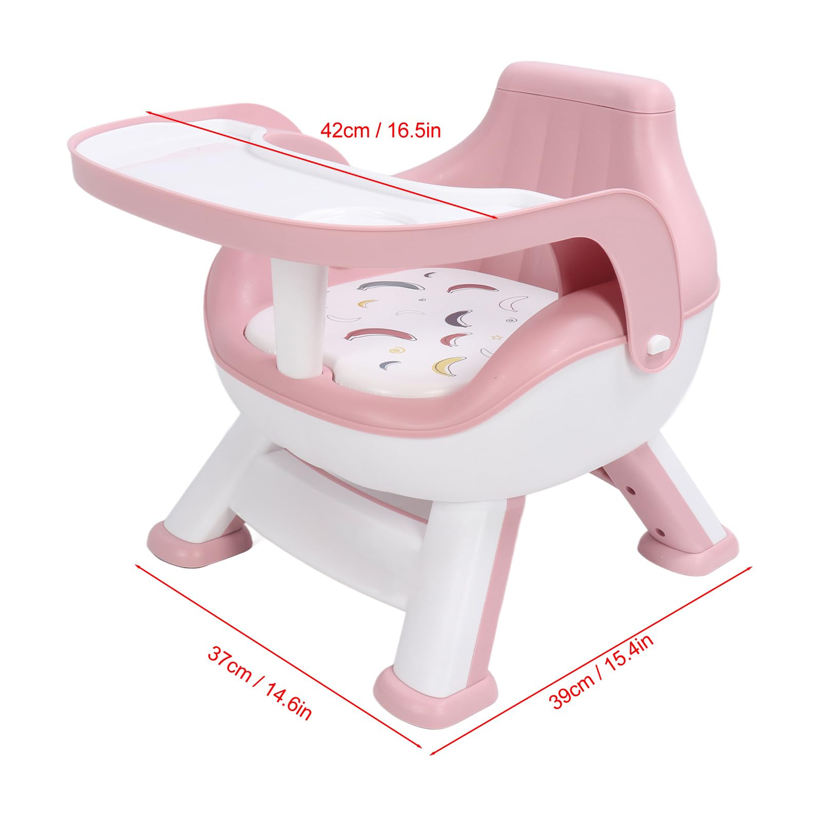 **Baby High Chair for Floor Feeding - Soft Squeaky Cushion & Heavy-Duty Frame with Double-Layer Tray - Adjustable & Portable for Home Use (Yellow) - Perfect for Infants Learning to Eat Independently**